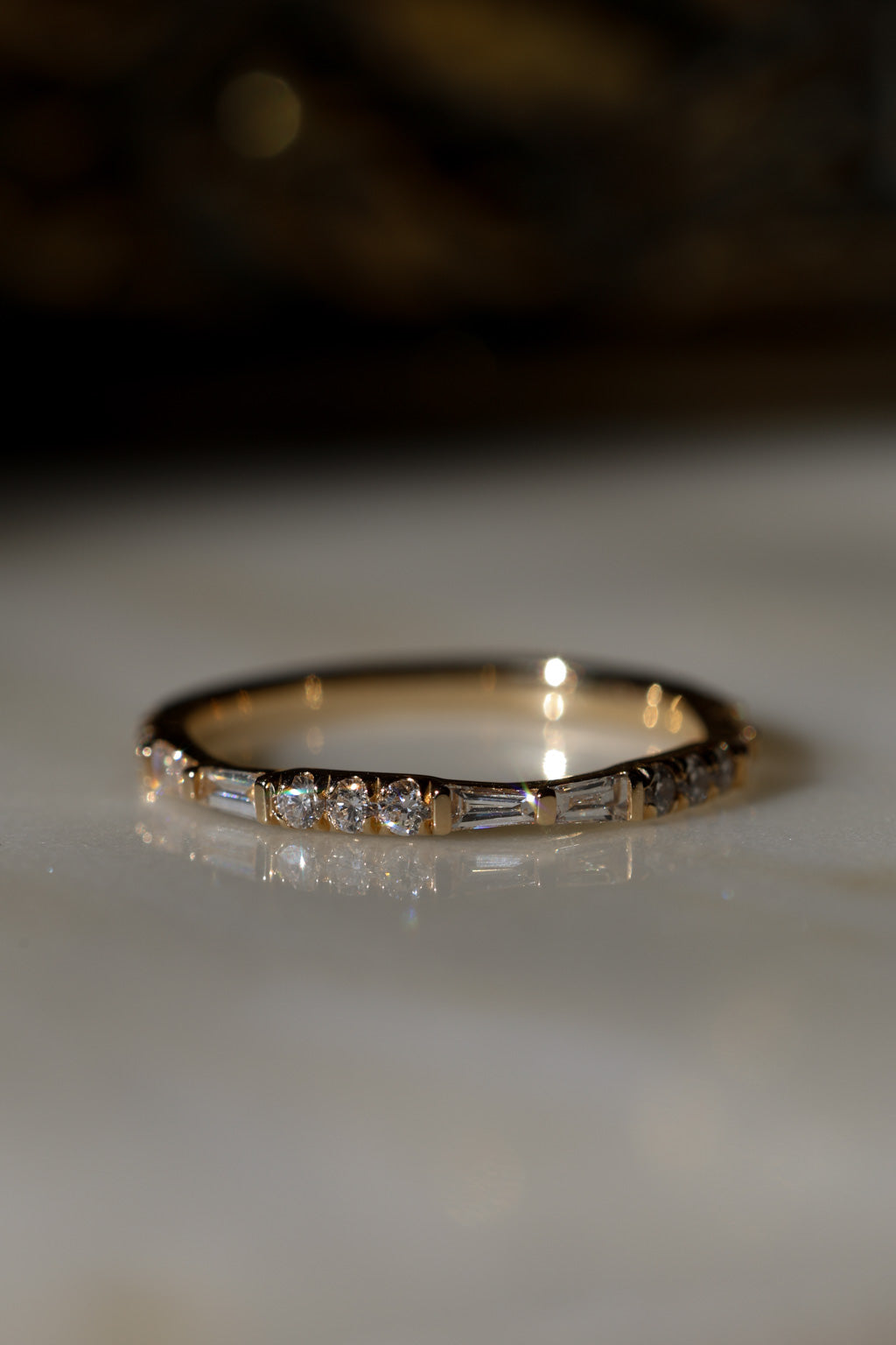 Tapered Baguette and Round Diamond Band