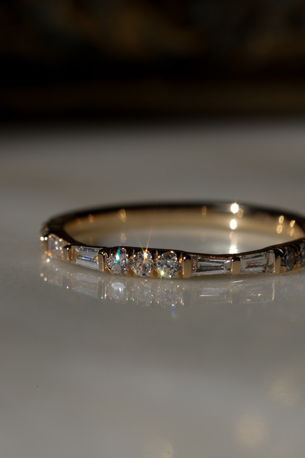 Tapered Baguette and Round Diamond Band