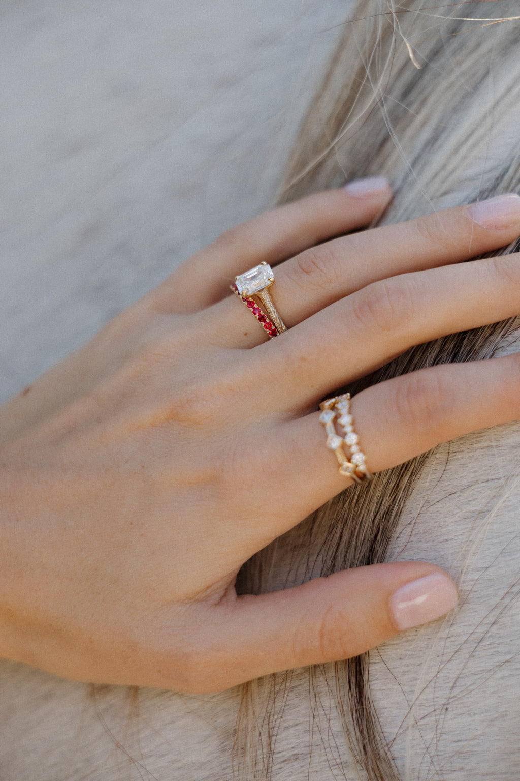 No. 05 Engagement Ring in Antique Emerald Cut Diamond