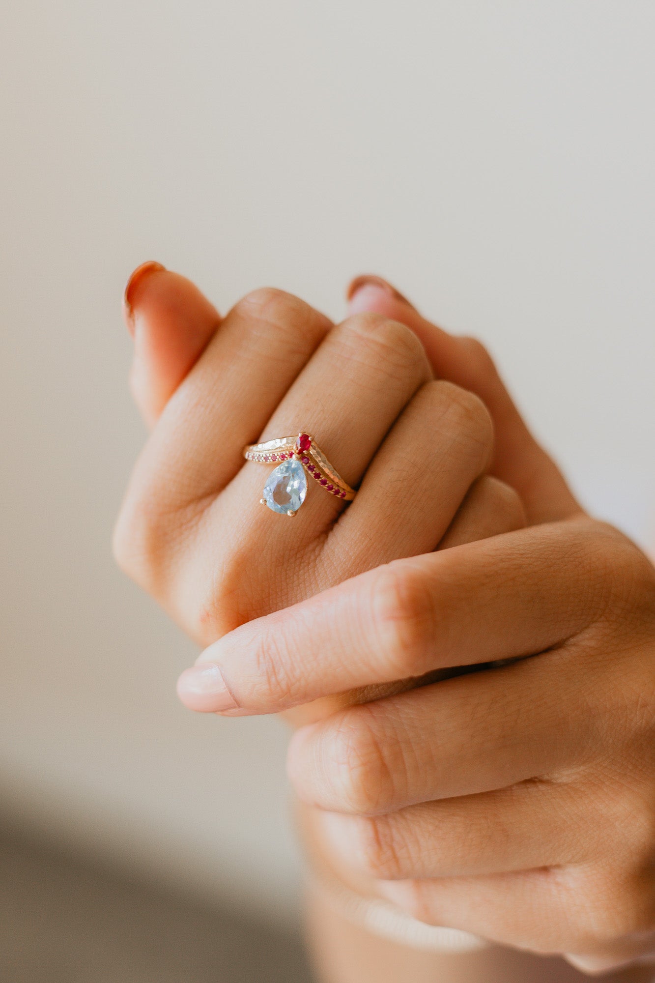 Aquamarine & Ruby Jasmine Ring