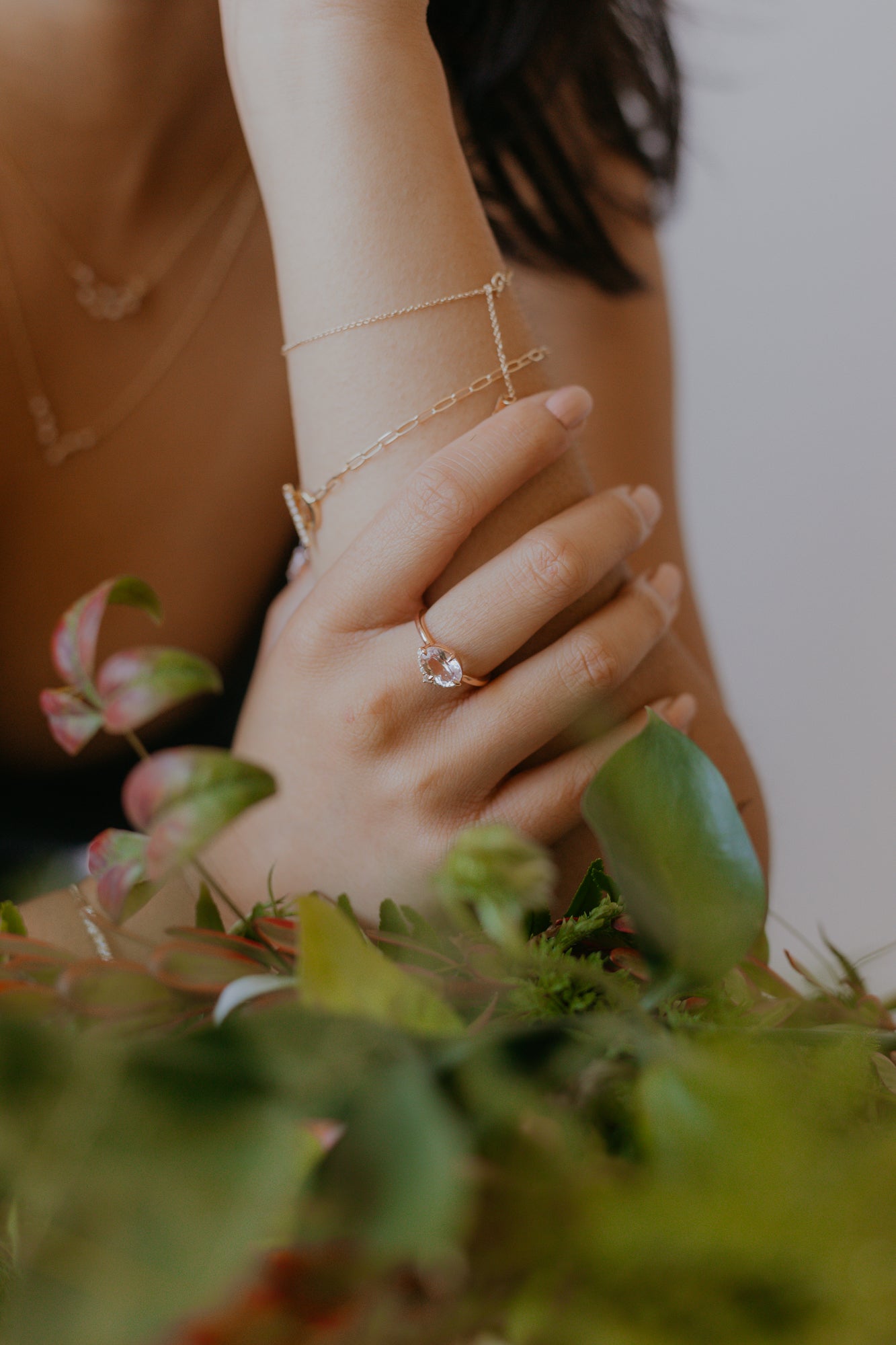 Morganite Oval Tiara Ring | Bespoke