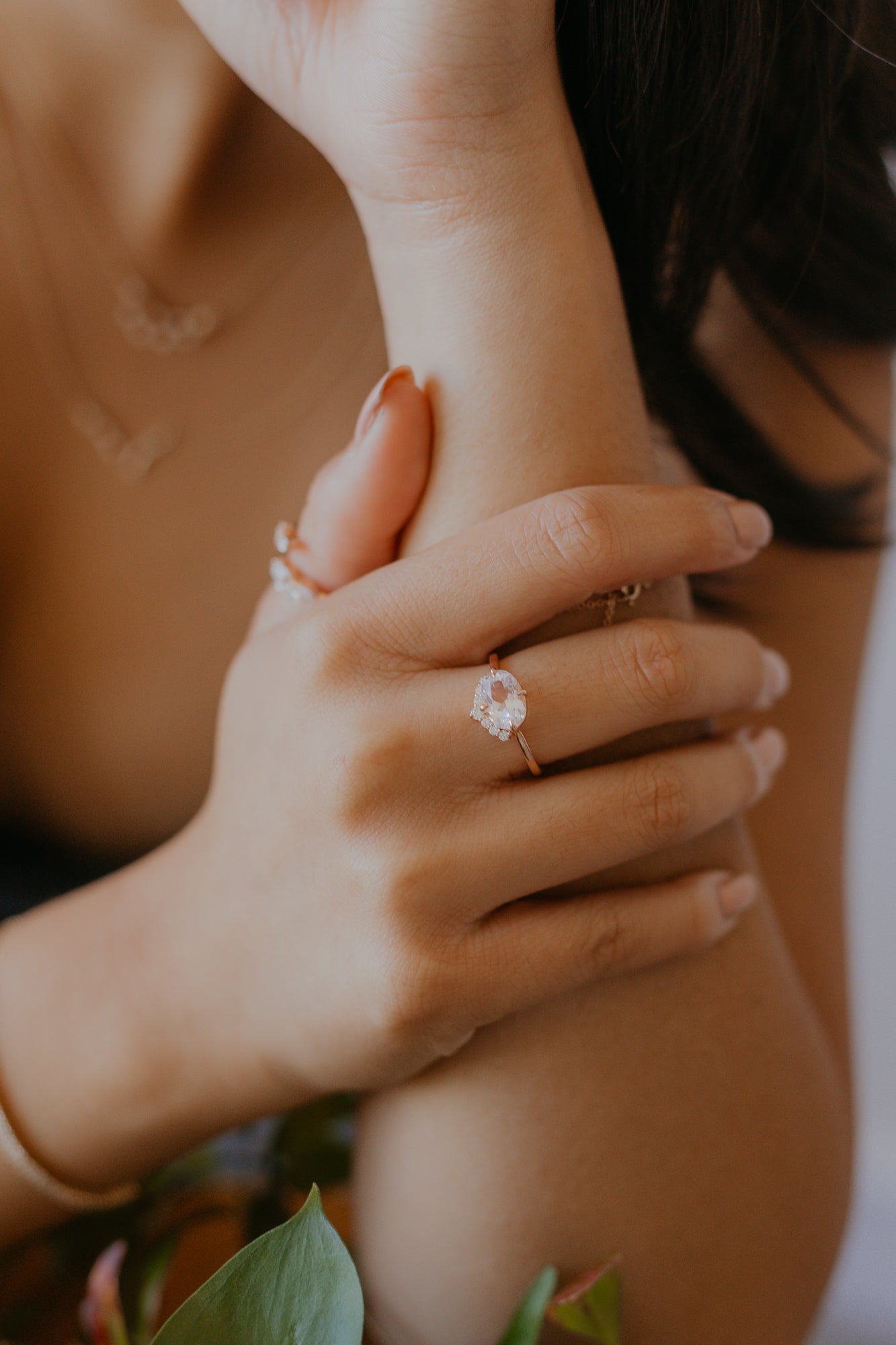 Morganite Oval Tiara Ring | Bespoke