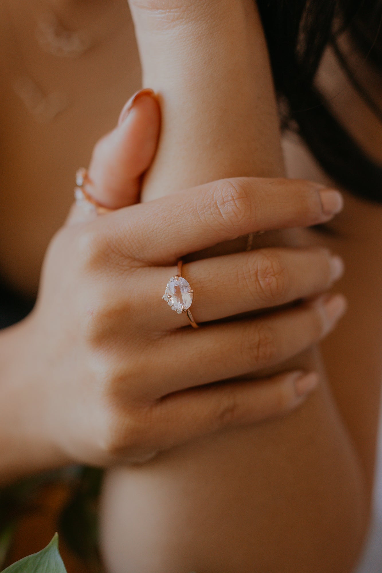 Morganite Oval Tiara Ring | Bespoke