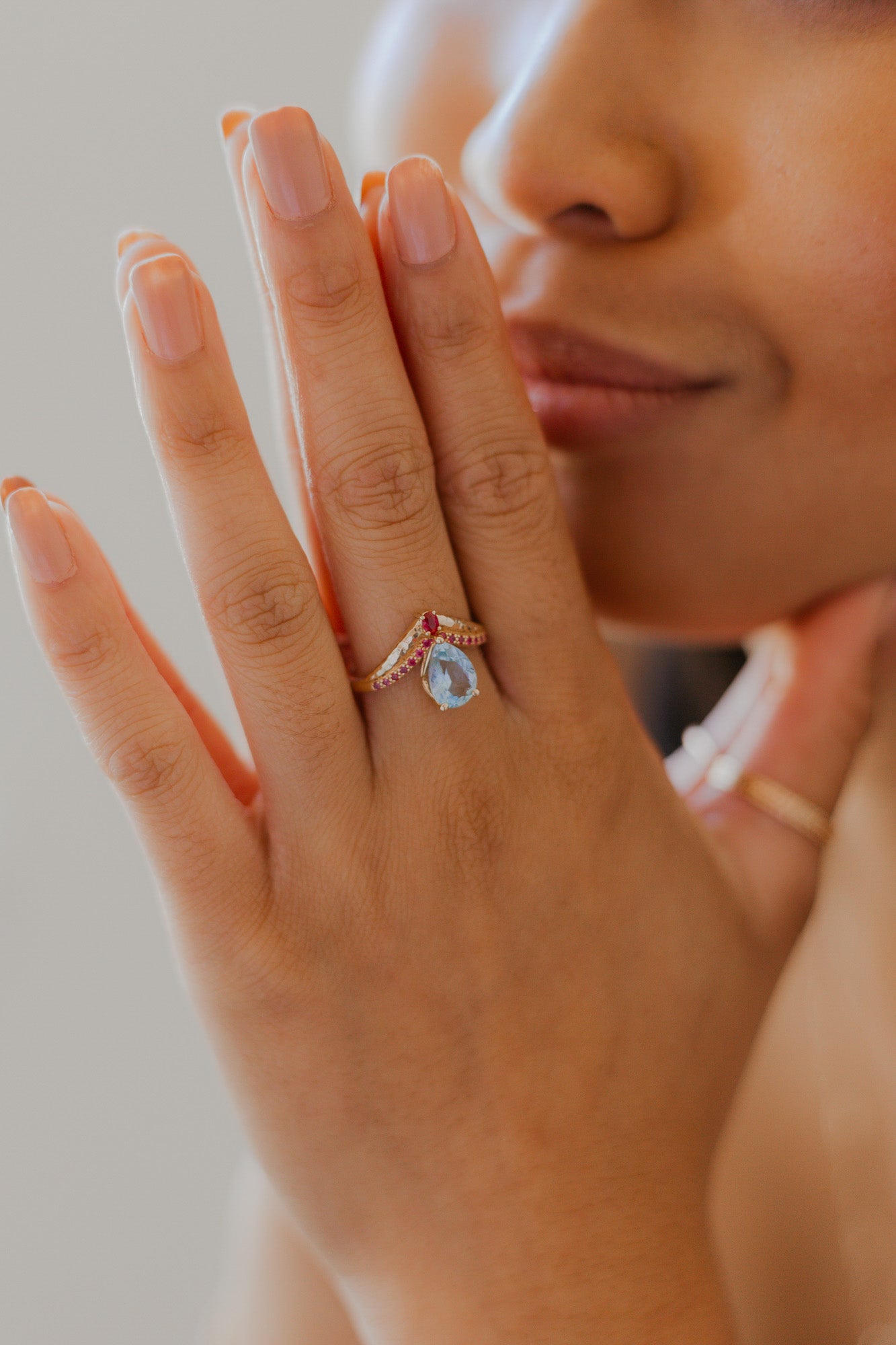 Aquamarine & Ruby Jasmine Ring