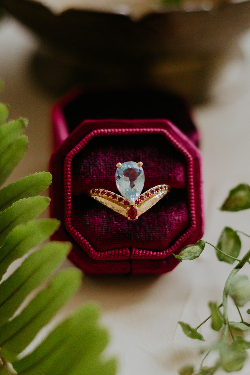 Aquamarine & Ruby Jasmine Ring