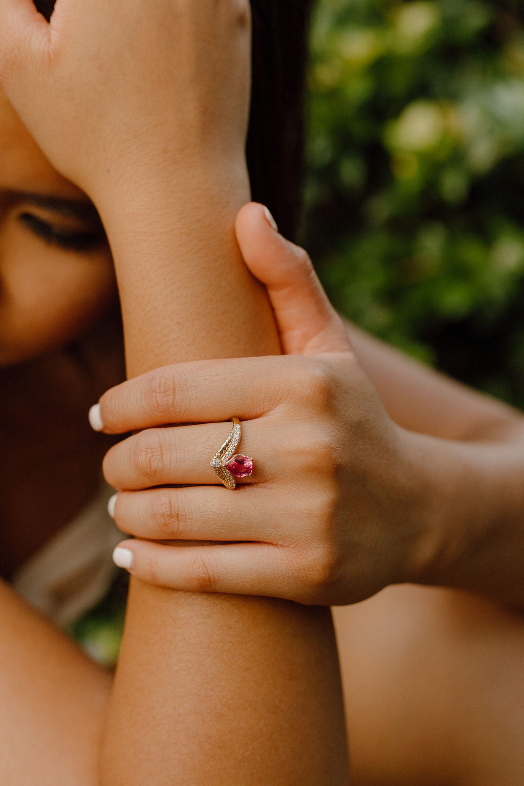 Pink Spinel & Diamond Jasmine Ring