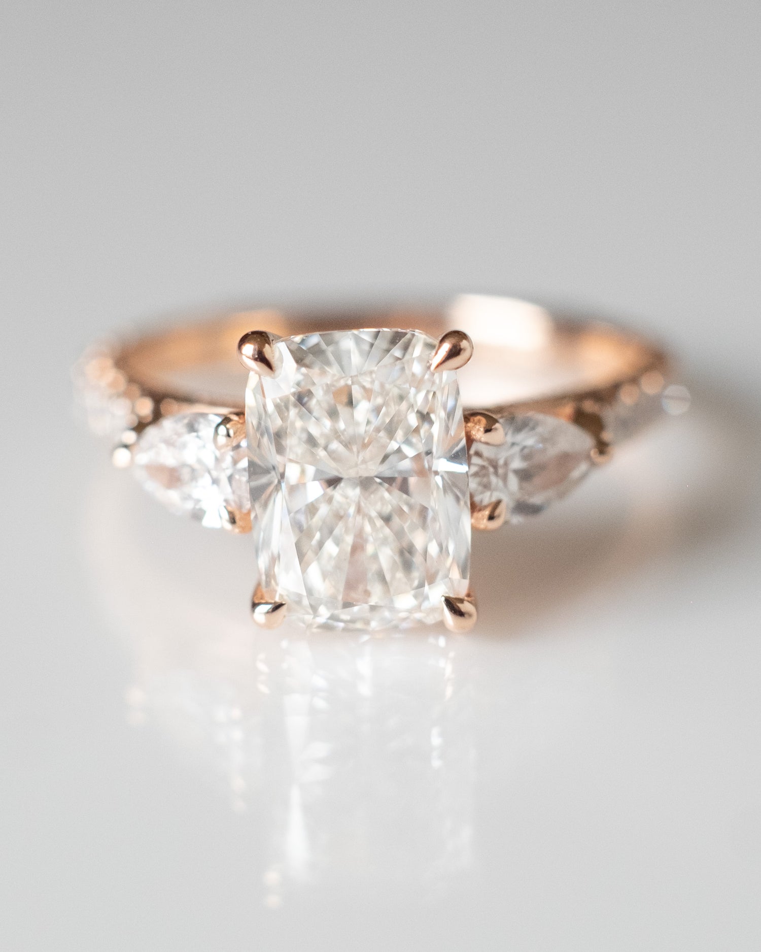 Three Stone Cushion Cut Engagement Ring | Bespoke