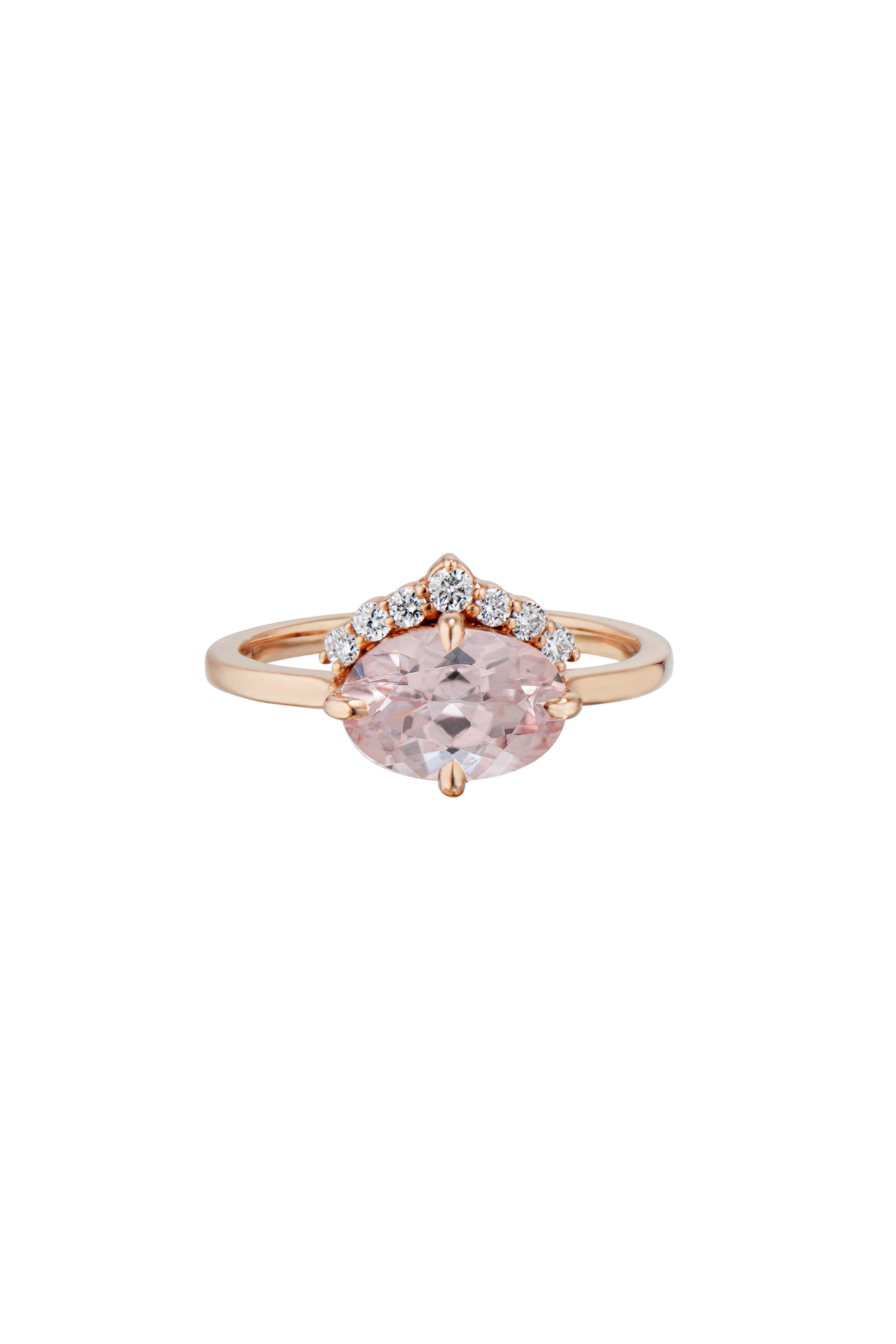 Morganite Oval Tiara Ring | Bespoke