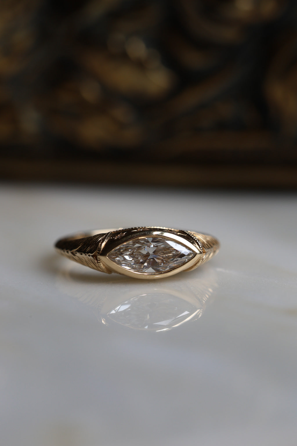 No. 06 Marquise Diamond East-West Engagement Ring
