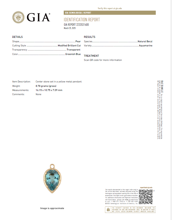 Adaline OOAK Aquamarine Pendant | Ready to Ship