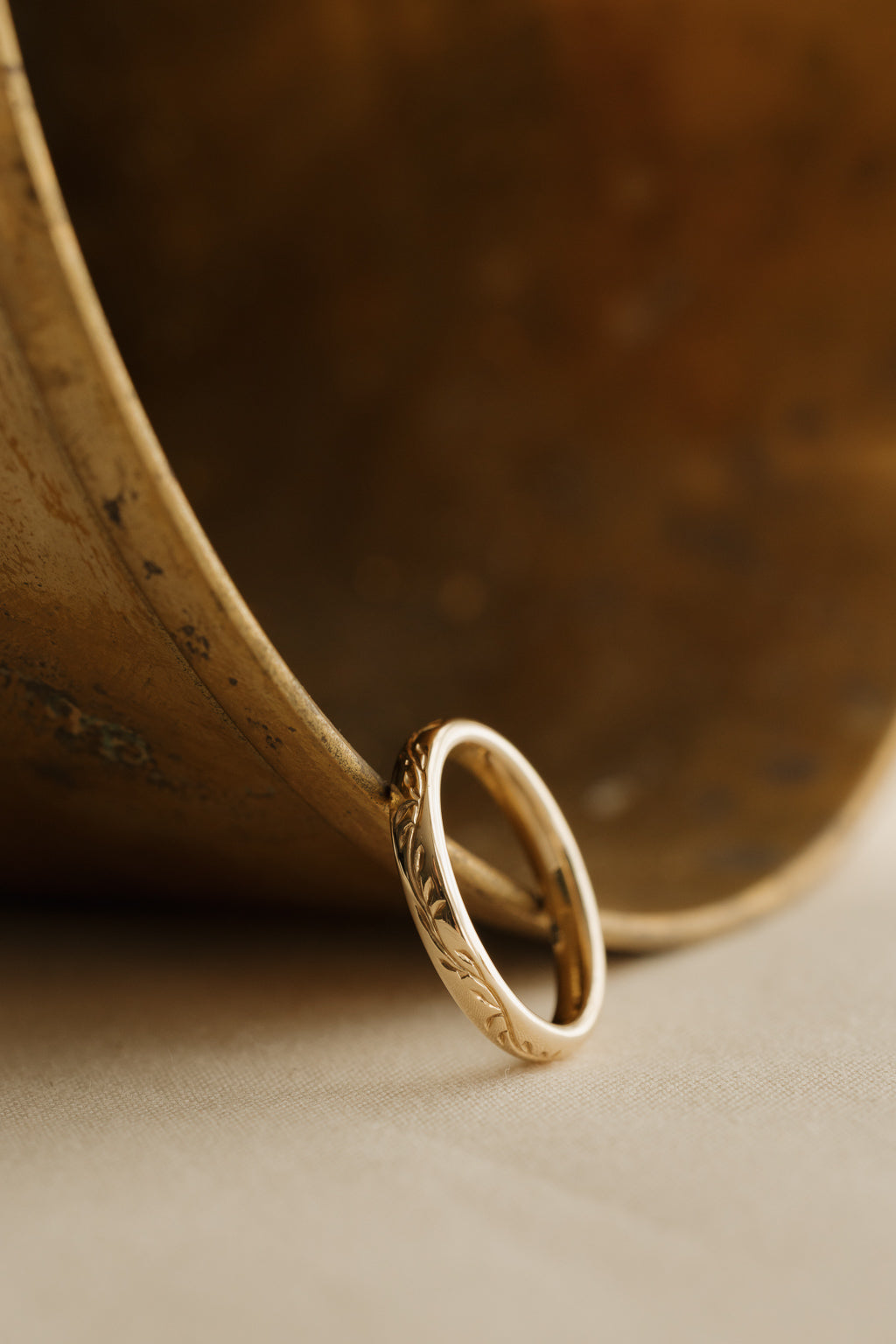 Vine Engraved Gold Band
