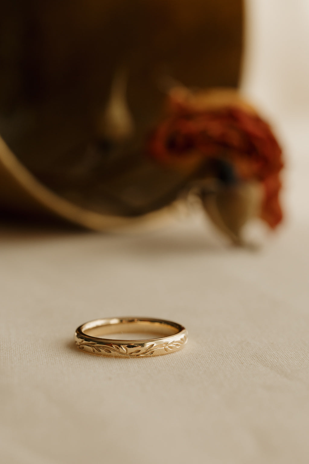 Vine Engraved Gold Band