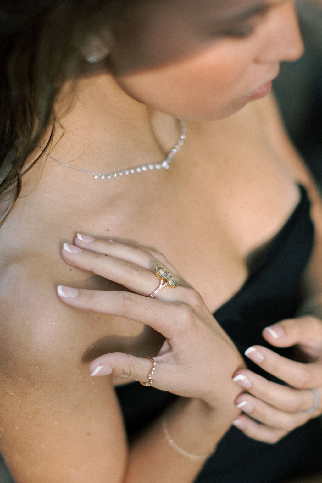 Rain Prong Set Necklace with Diamonds