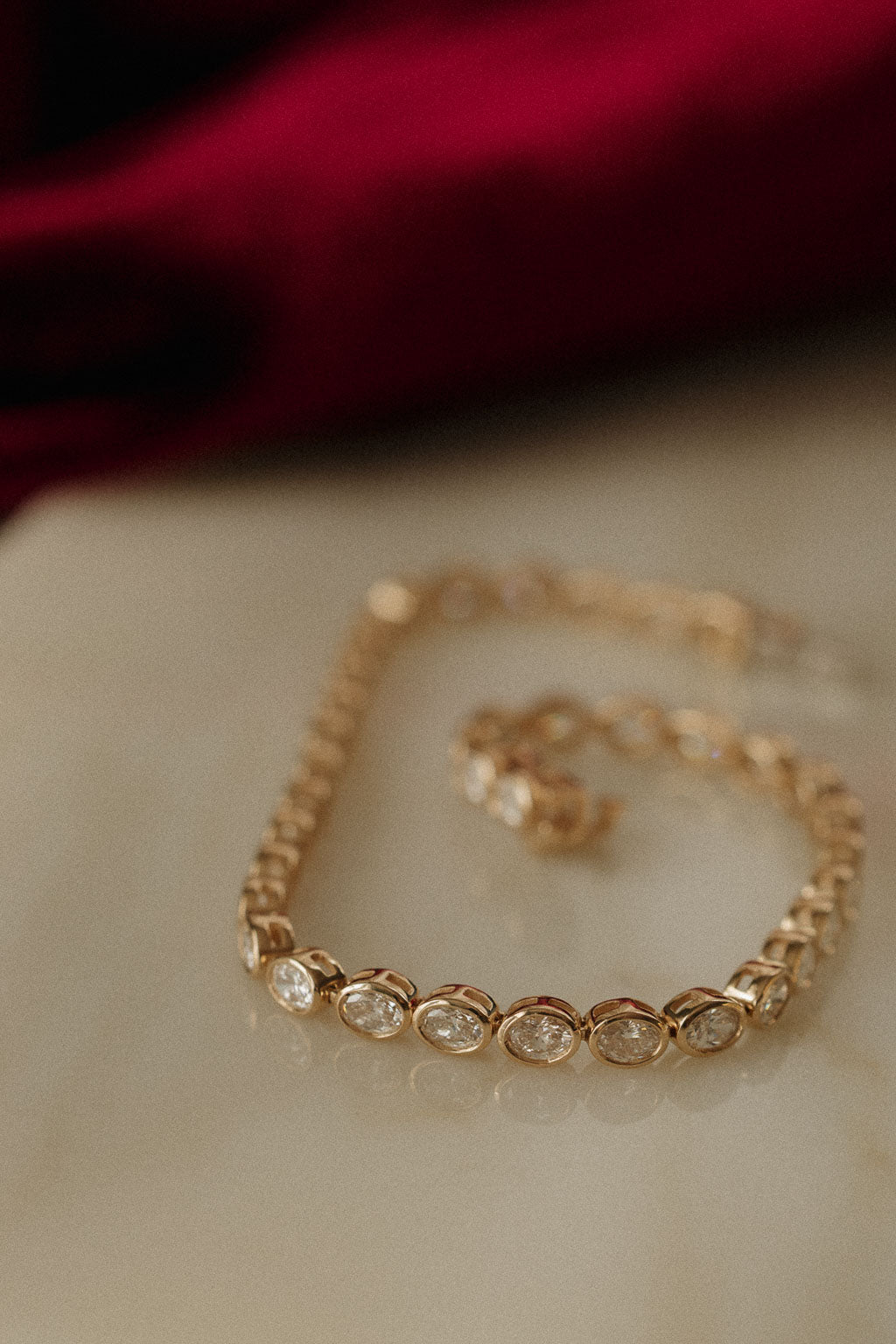 Oval Diamond Bezel Set Tennis Bracelet