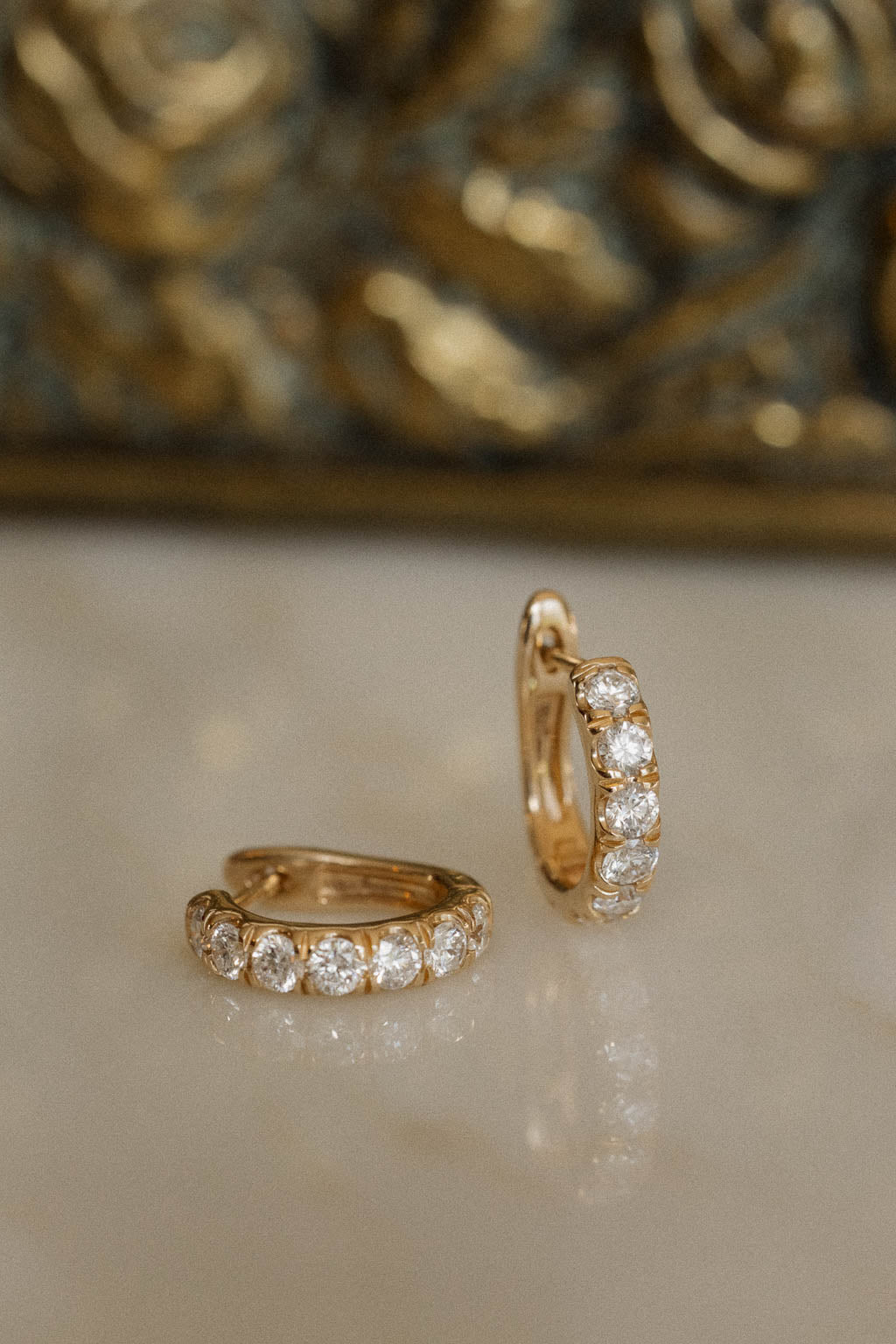 French Pave Diamond Hoop Earrings