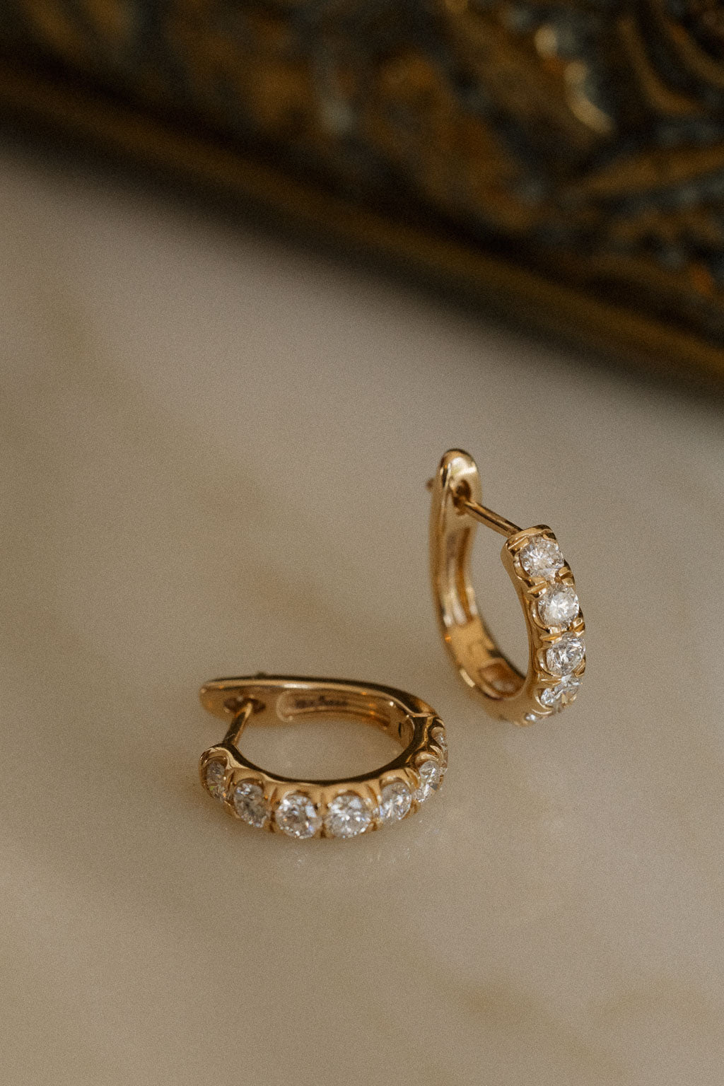 French Pave Diamond Hoop Earrings
