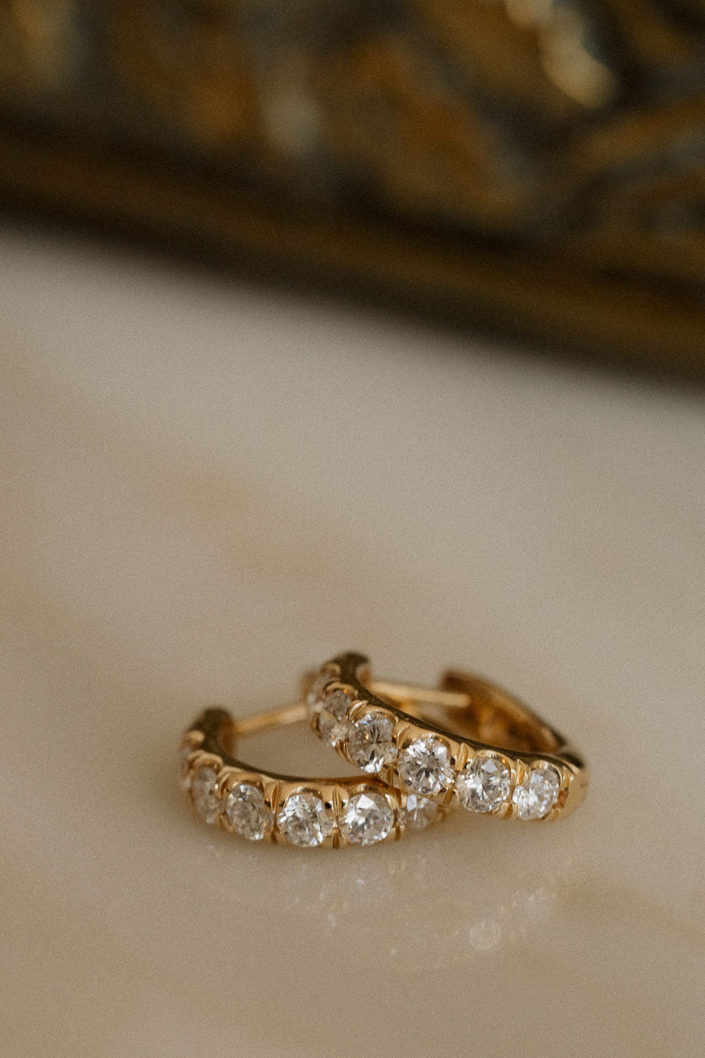 French Pave Diamond Hoop Earrings