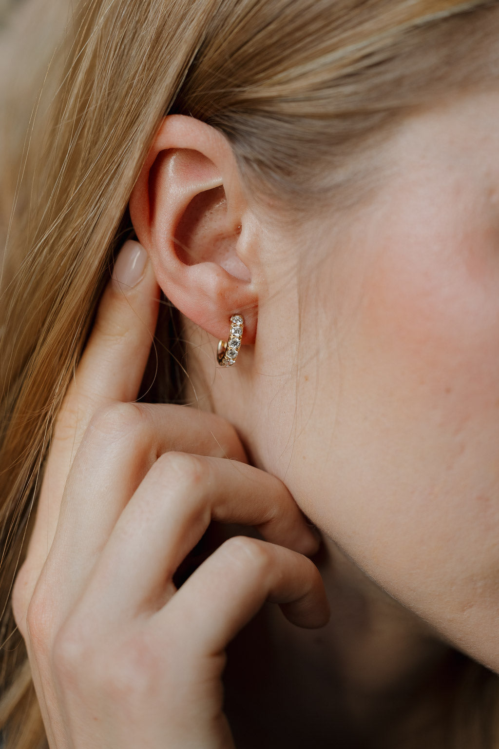 French Pave Diamond Hoop Earrings