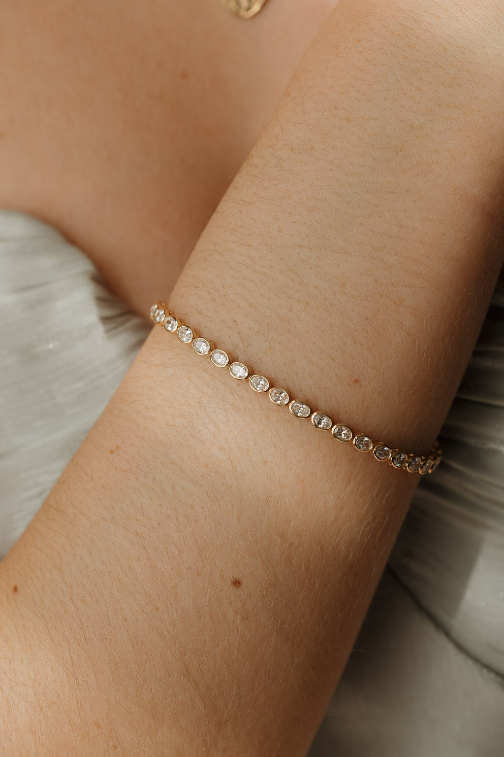 Oval Diamond Bezel Set Tennis Bracelet