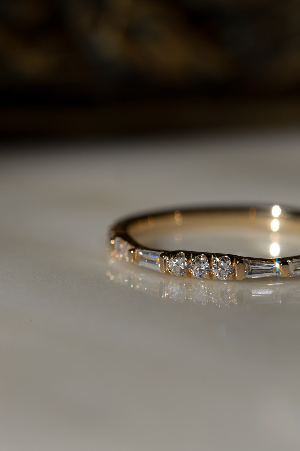 Tapered Baguette and Round Diamond Band