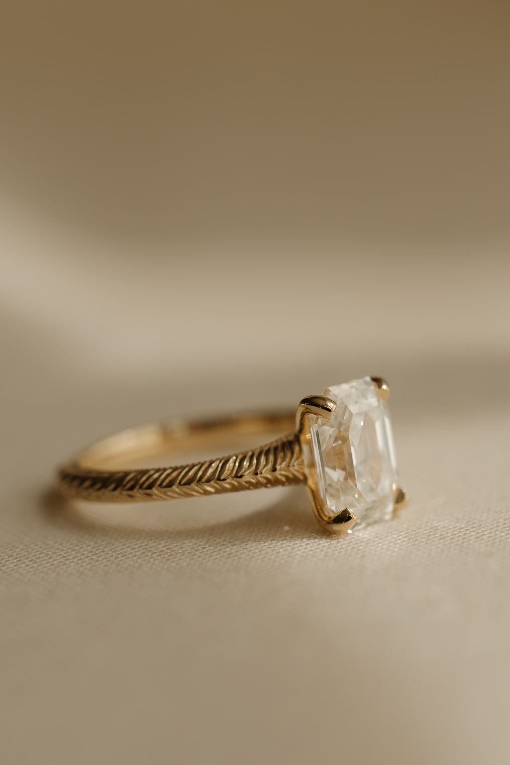 No. 05 Engagement Ring in Antique Emerald Cut Diamond
