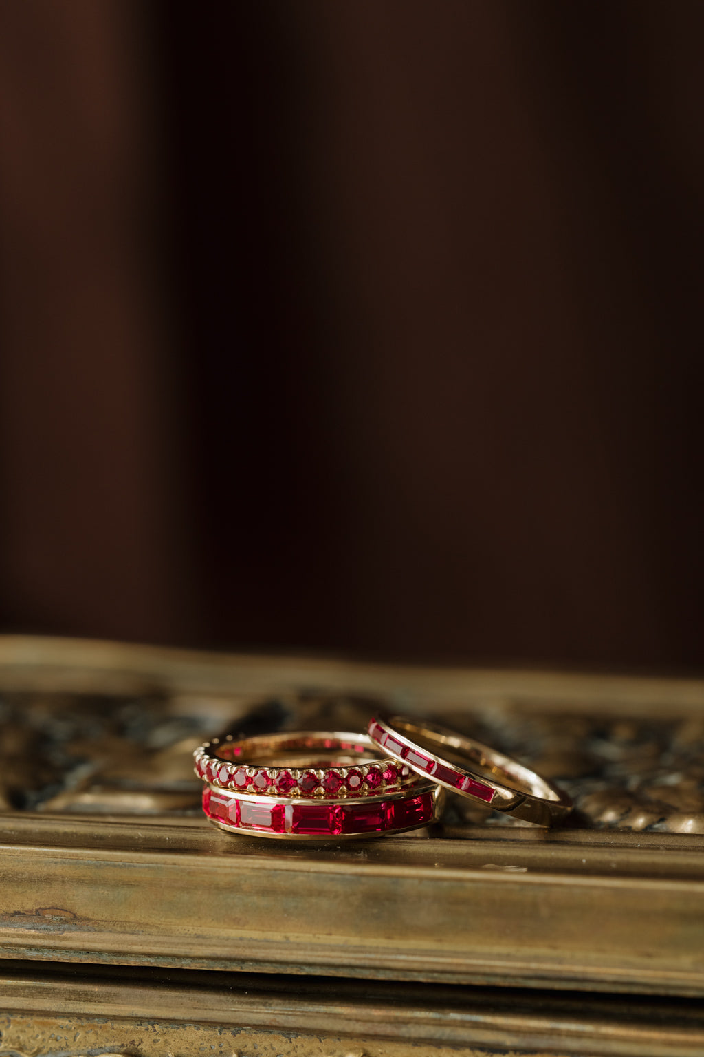 Chunky Channel Set Emerald Band in Ruby