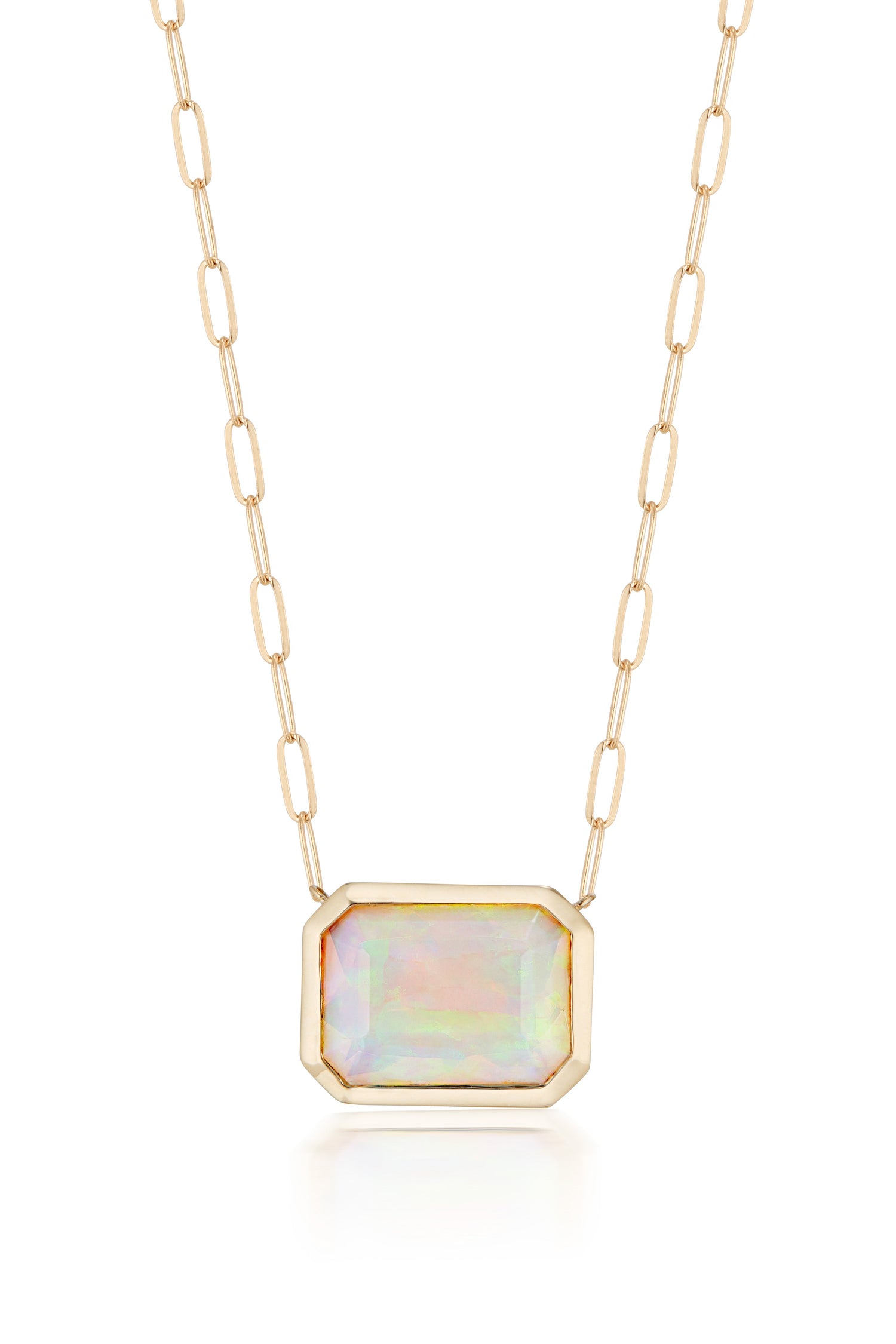 Bezel Set Opal or Moonstone Necklace