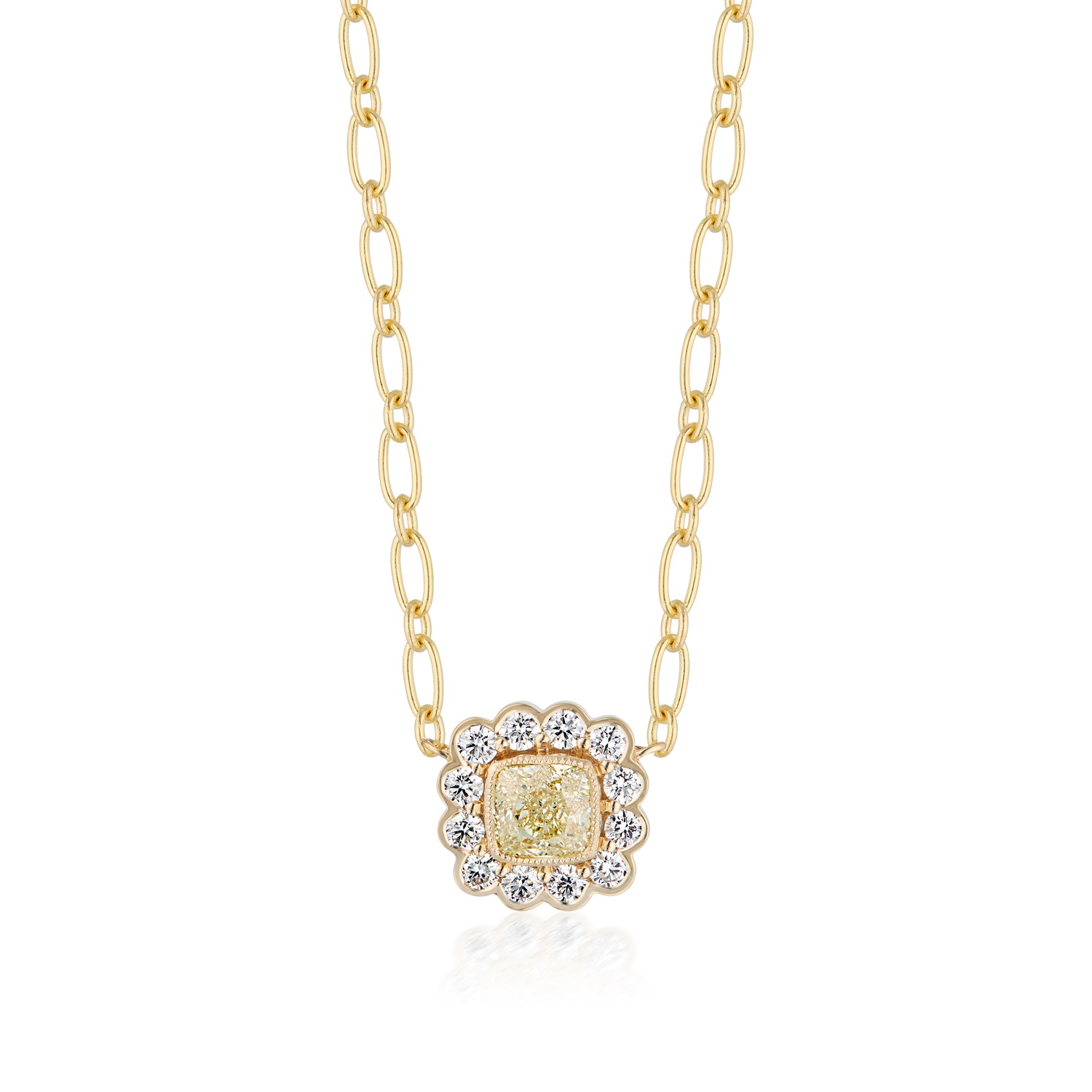 Scalloped Diamond Gemstone Elyse Necklace