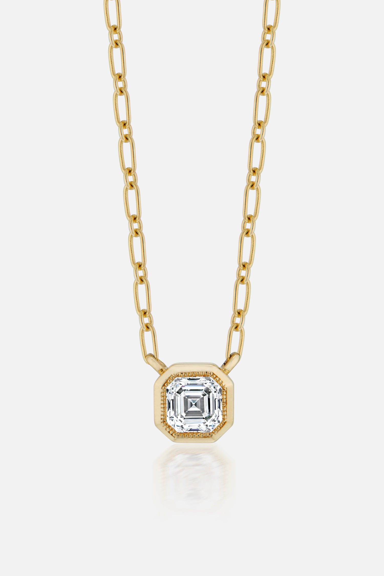 Asscher Diamond Necklace with Long Short Chain