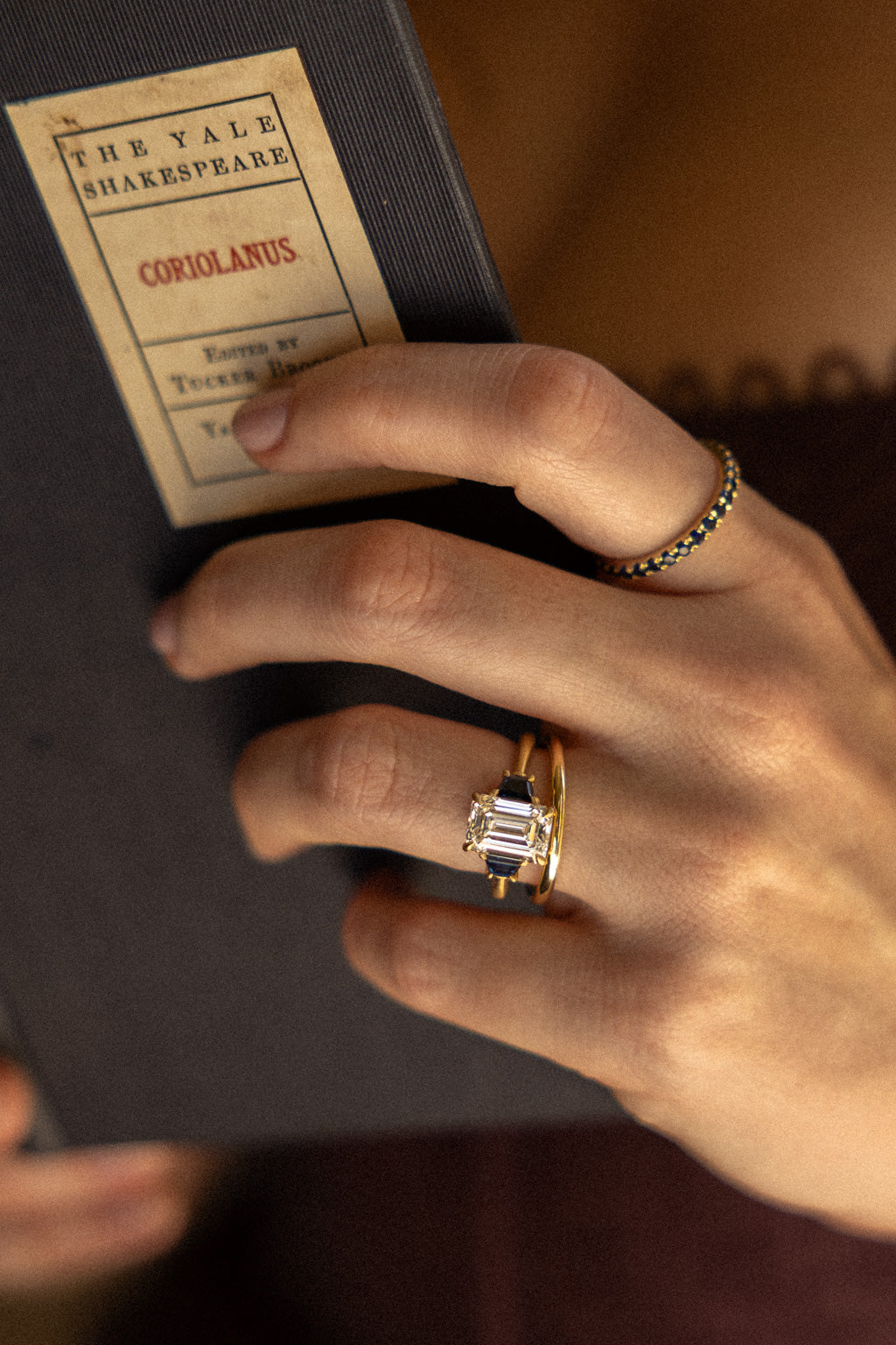 No. 29 Emerald Cut Diamond and Sapphire Ring
