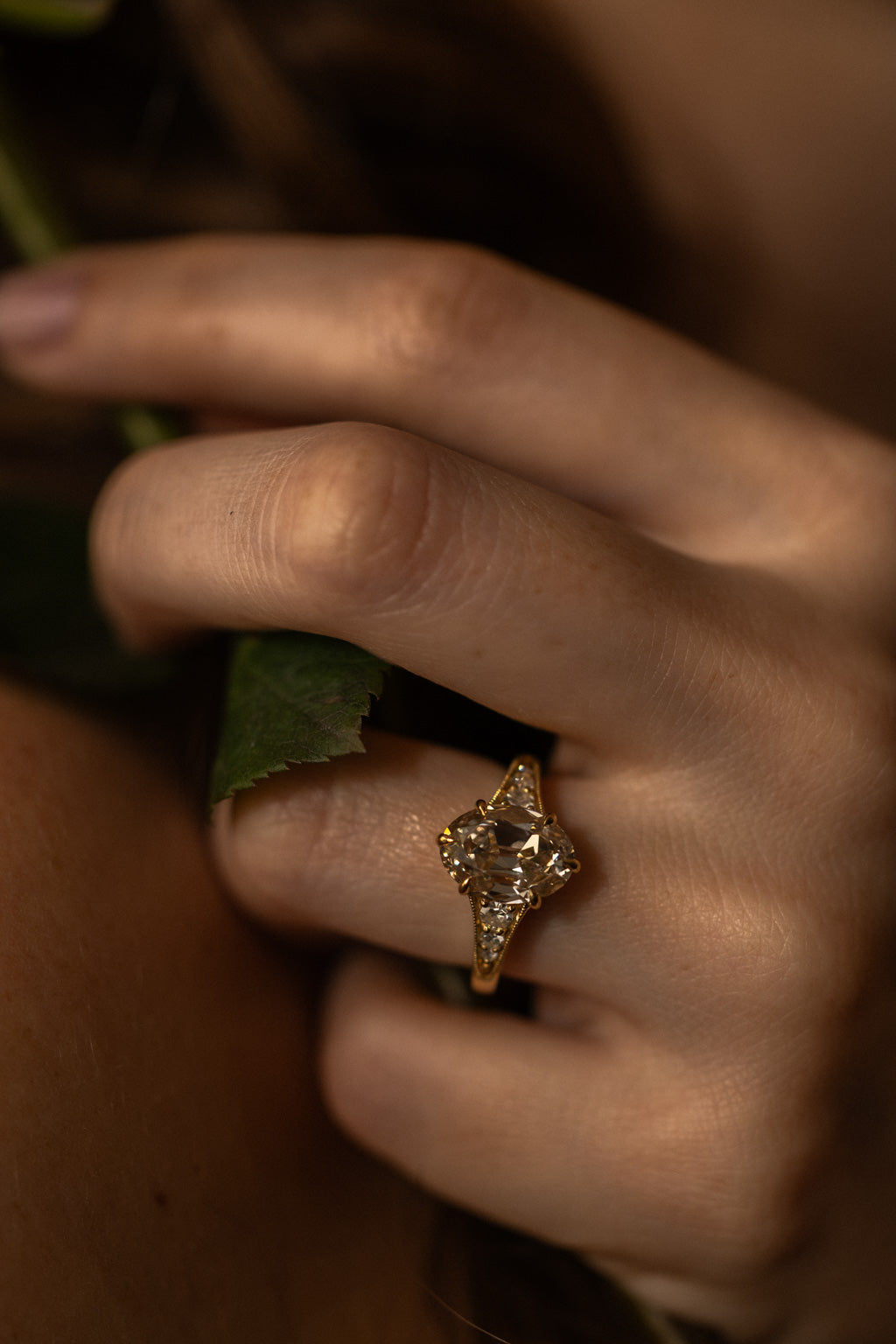 No. 20 Champagne Old Mine Oval Diamond Ring