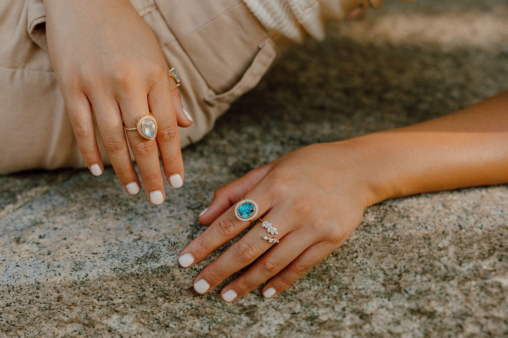 Blue Zircon Starfall Ring