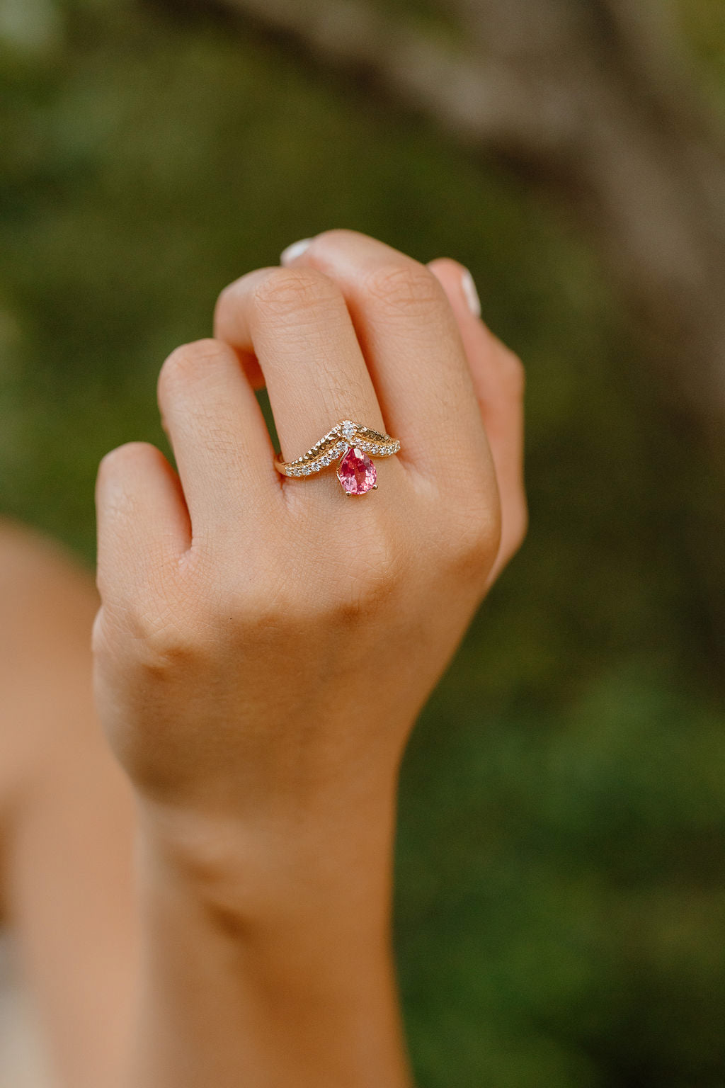 Pink Spinel & Diamond Jasmine Ring