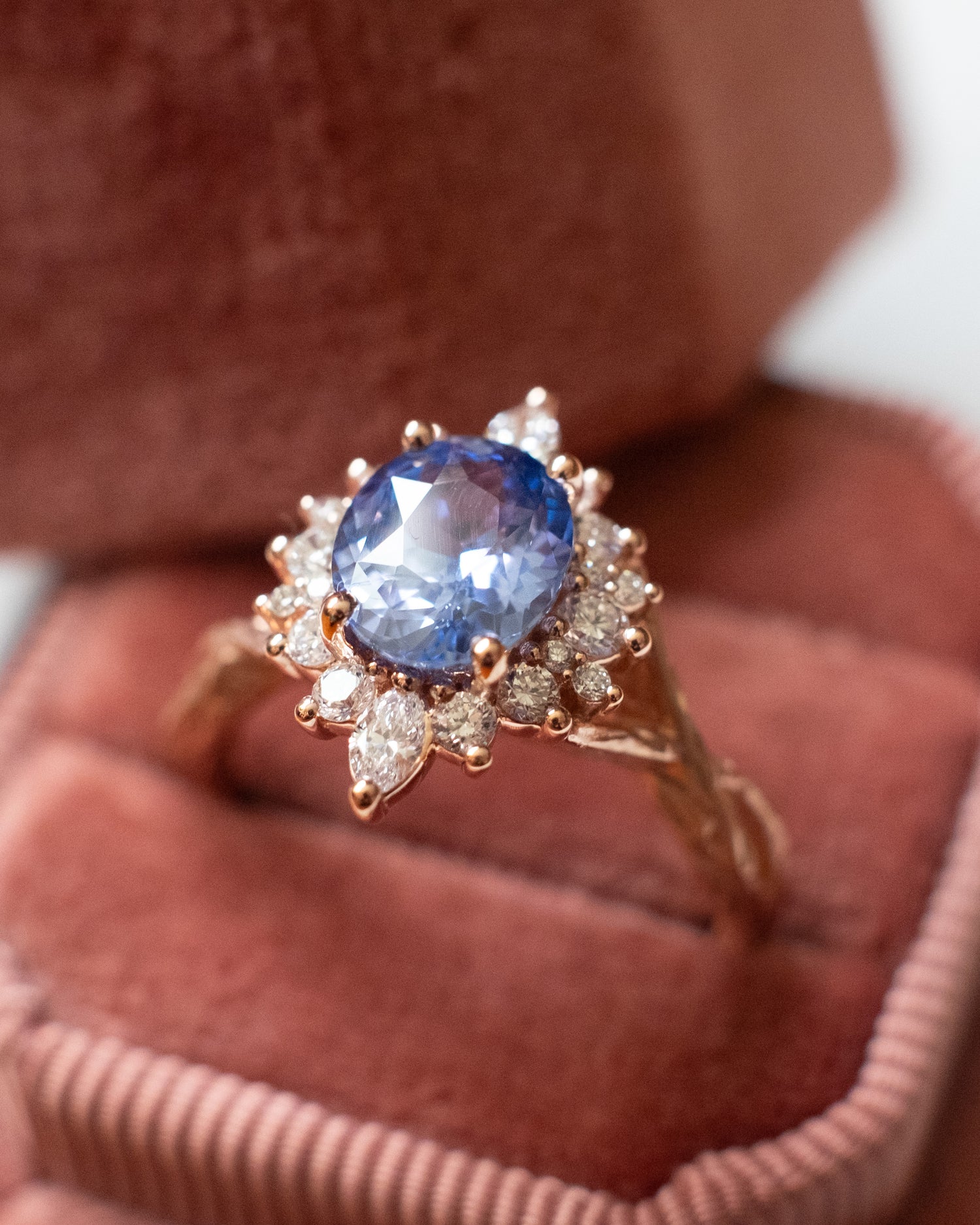 Bespoke Cinderella Blue Sapphire Engagement Ring