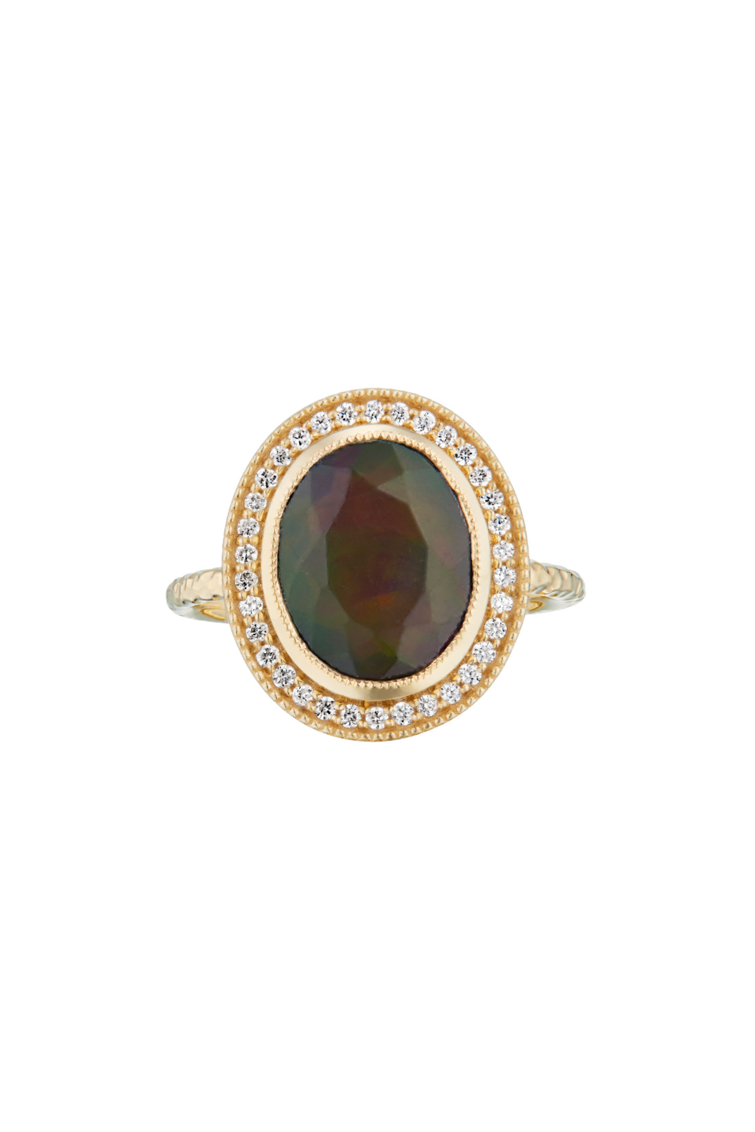 Oval Smoked Black Opal Starfall Ring