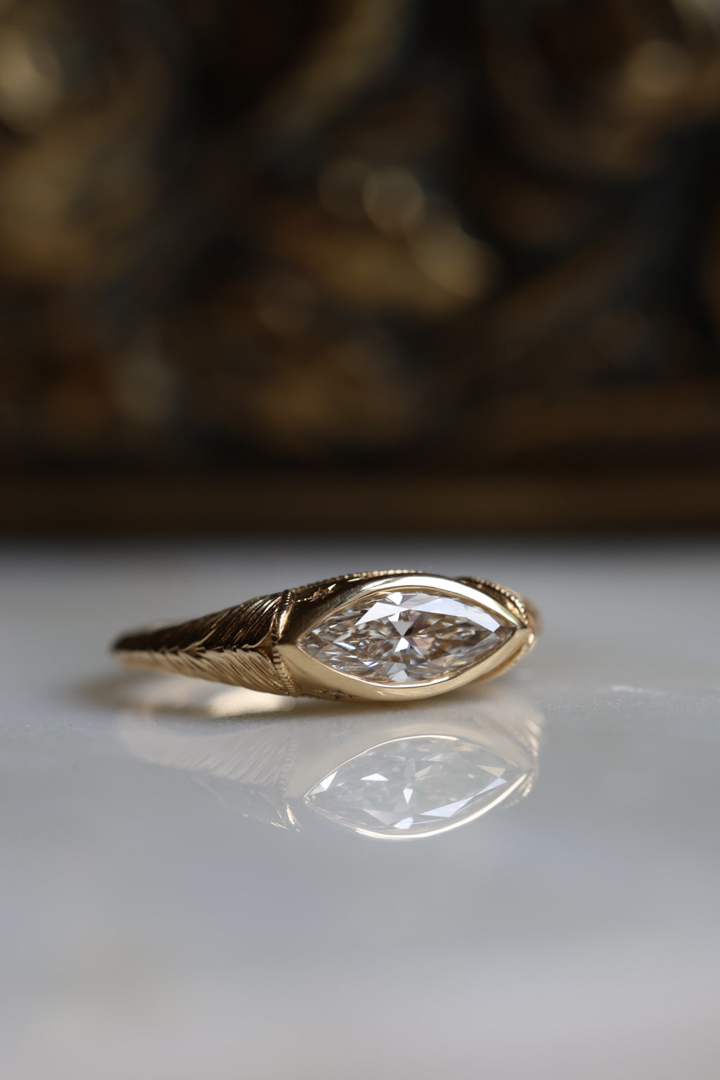 No. 06 Marquise Diamond East-West Engagement Ring