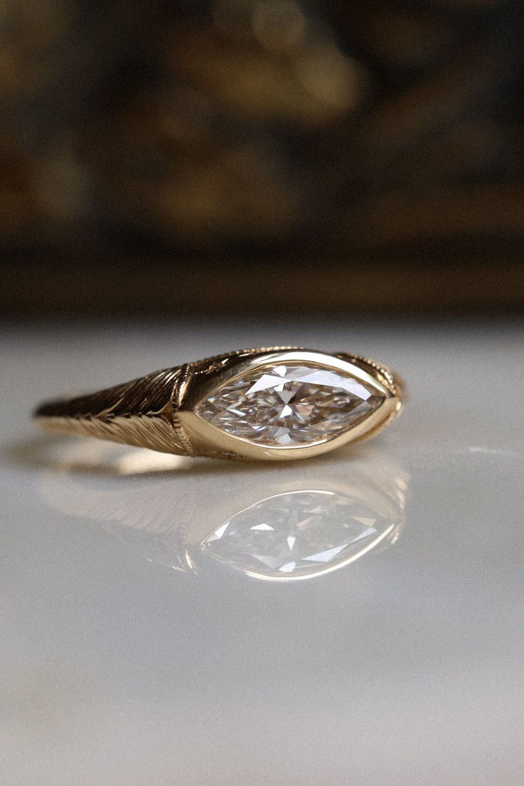 No. 06 Marquise Diamond East-West Engagement Ring