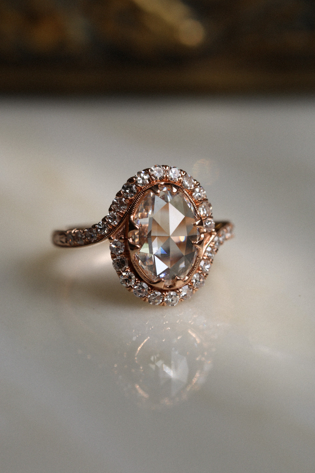 No. 11 Oval Rose Cut Diamond Ring