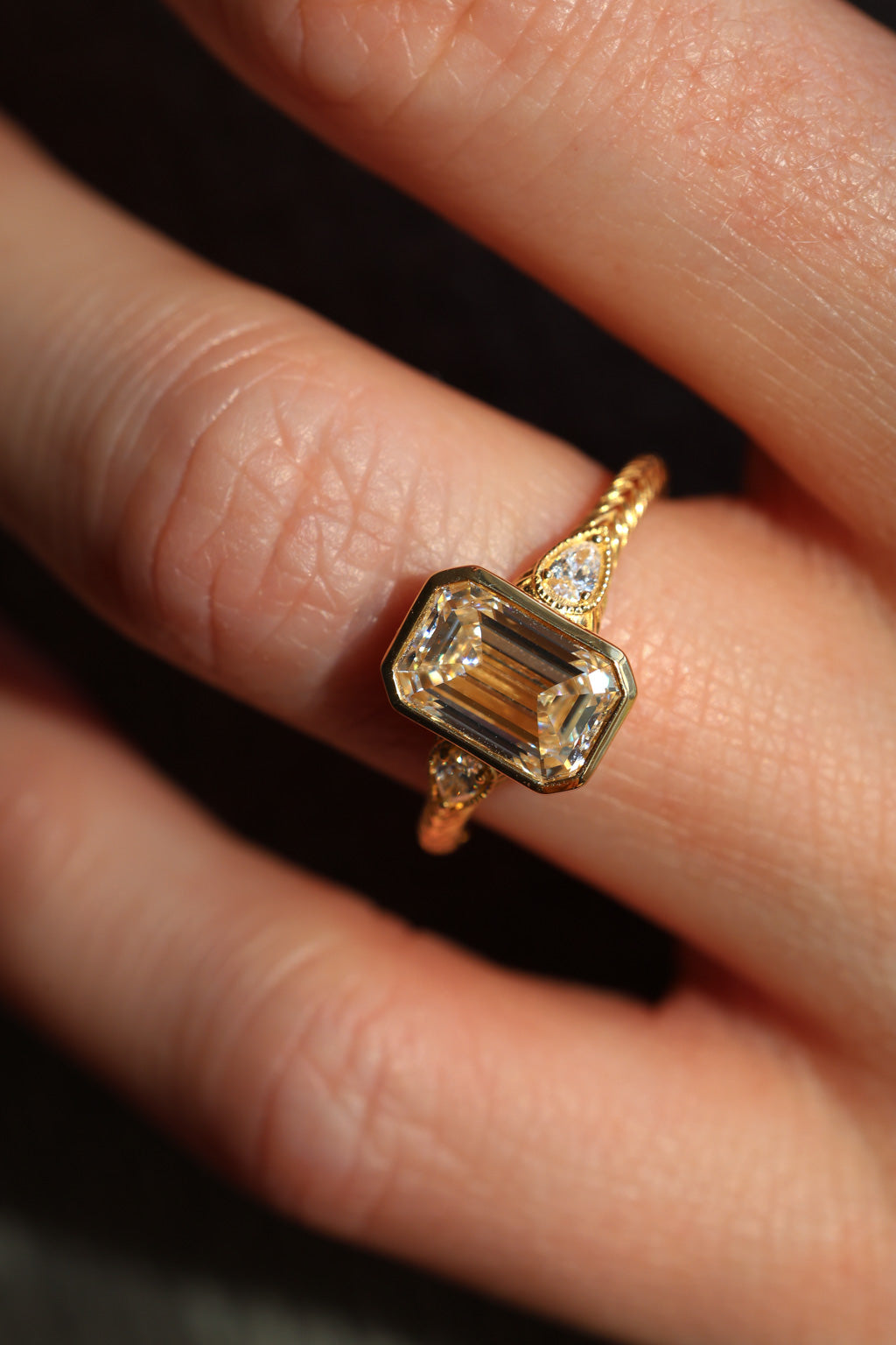 No. 16 Bezel Set Ring in Emerald Cut