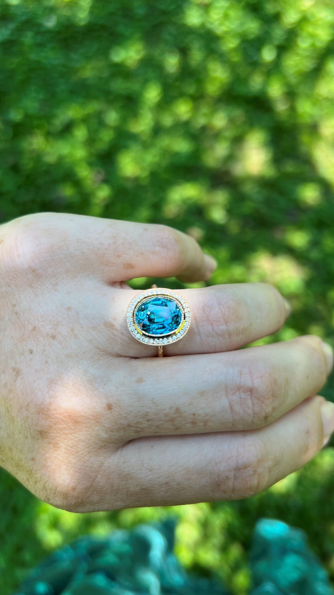 Blue Zircon Starfall Ring