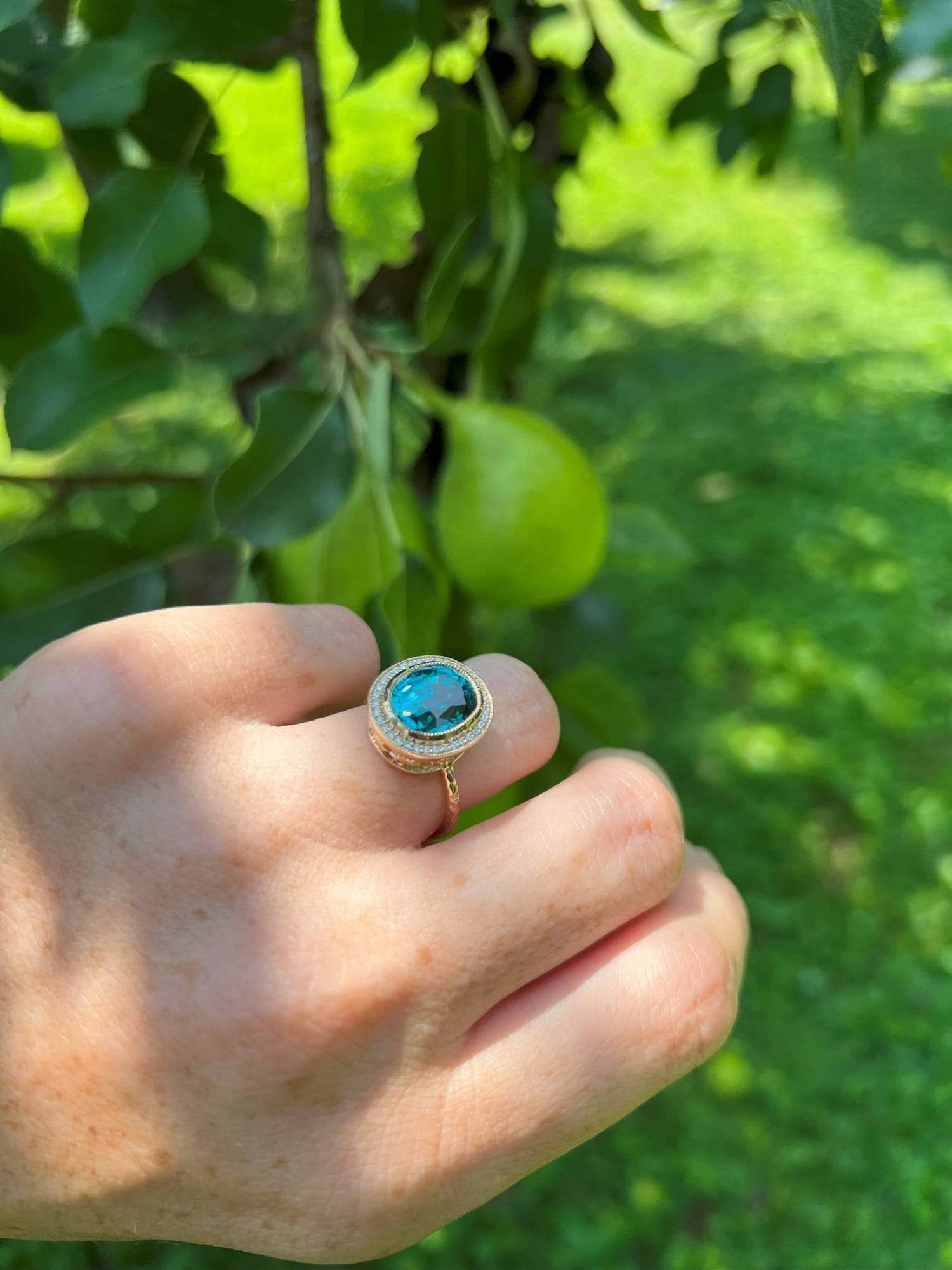 Blue Zircon Starfall Ring