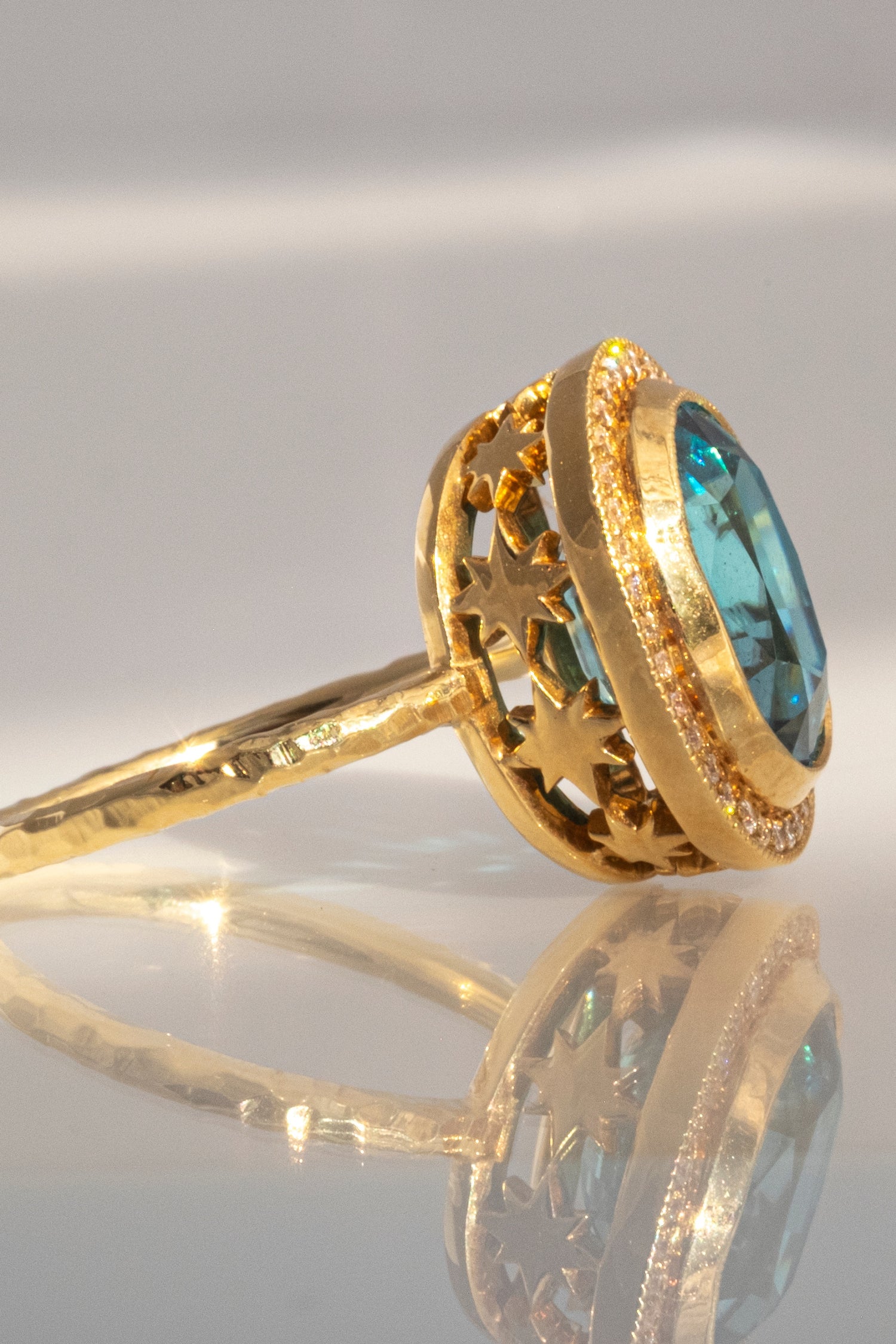 Blue Zircon Starfall Ring