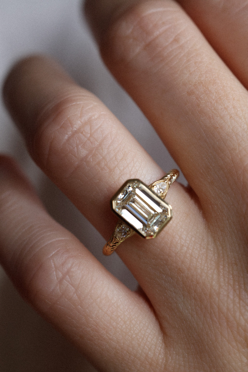 No. 16 Bezel Set Ring in Emerald Cut