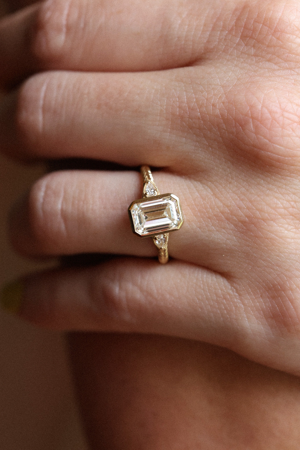 No. 16 Bezel Set Ring in Emerald Cut