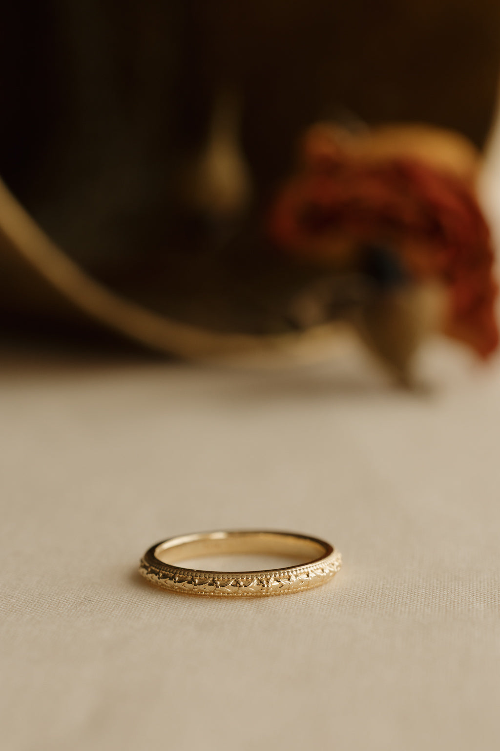 Rounded Floral Gold Band