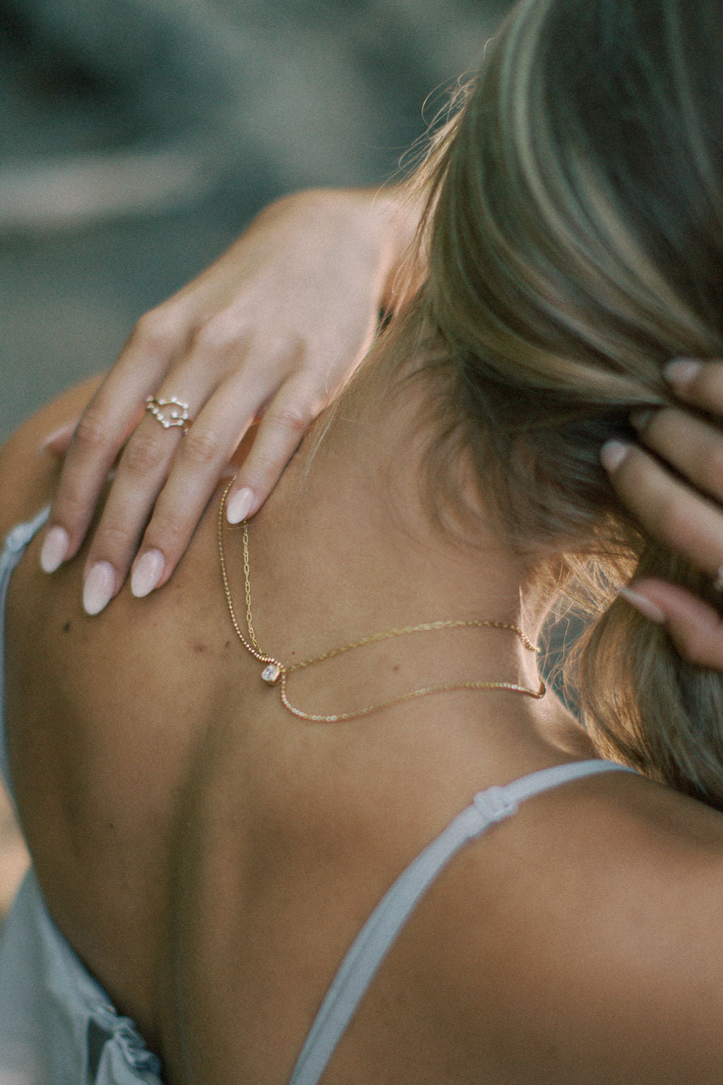 Asscher Diamond Necklace with Long Short Chain