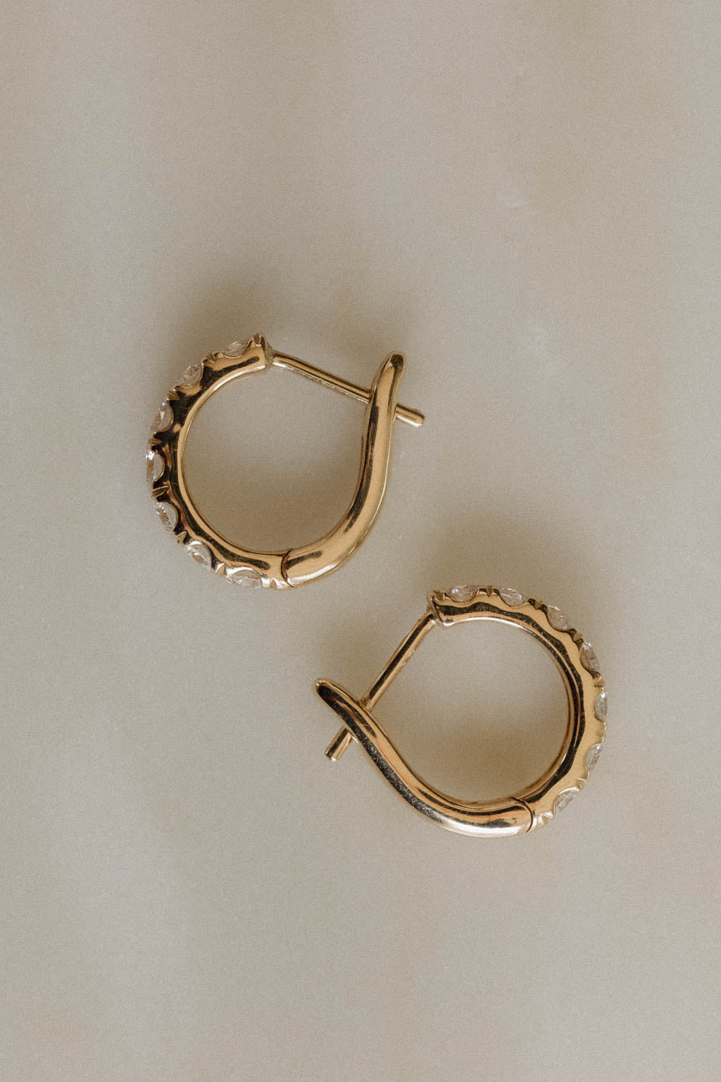 French Pave Diamond Hoop Earrings