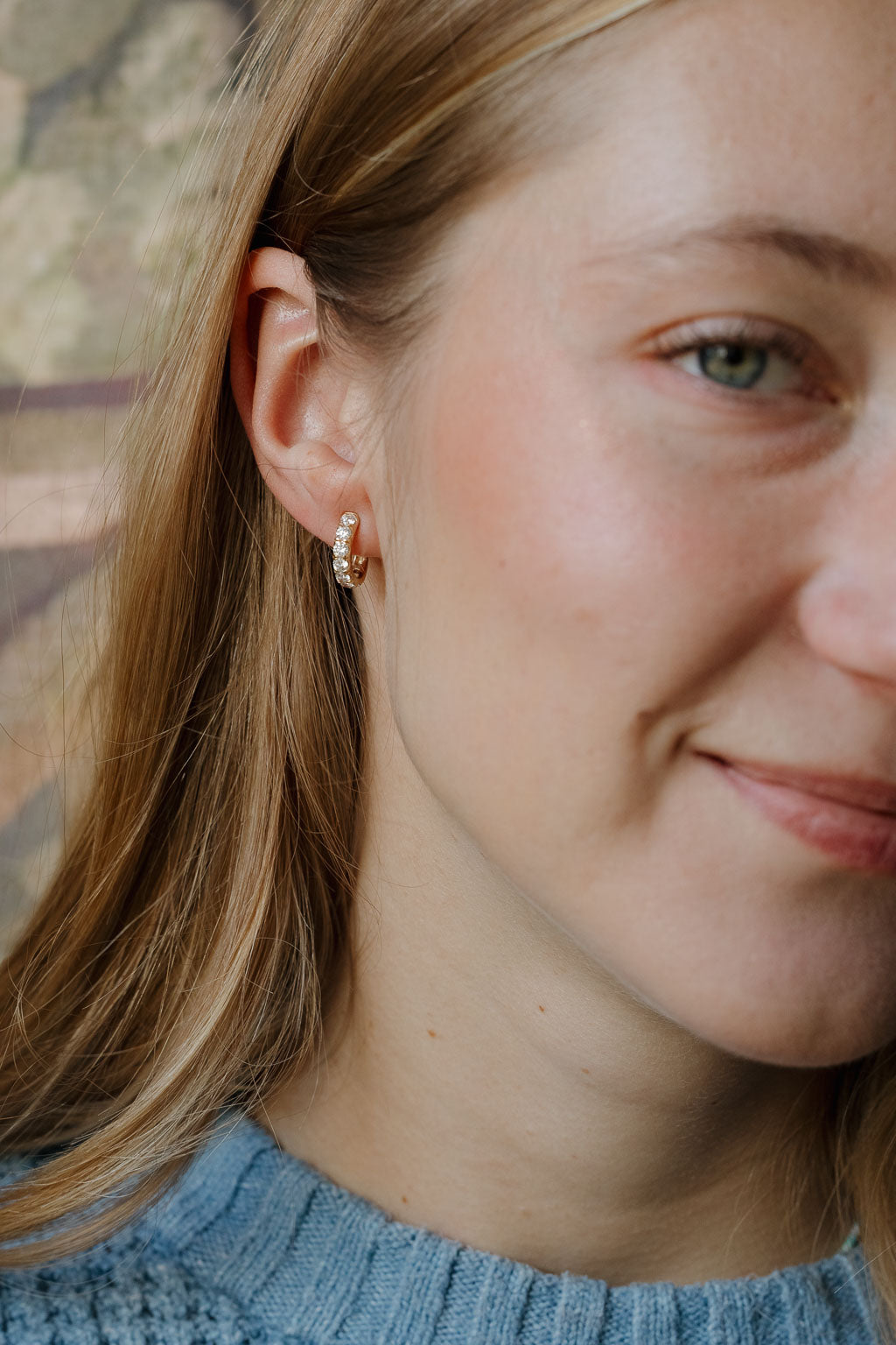 French Pave Diamond Hoop Earrings