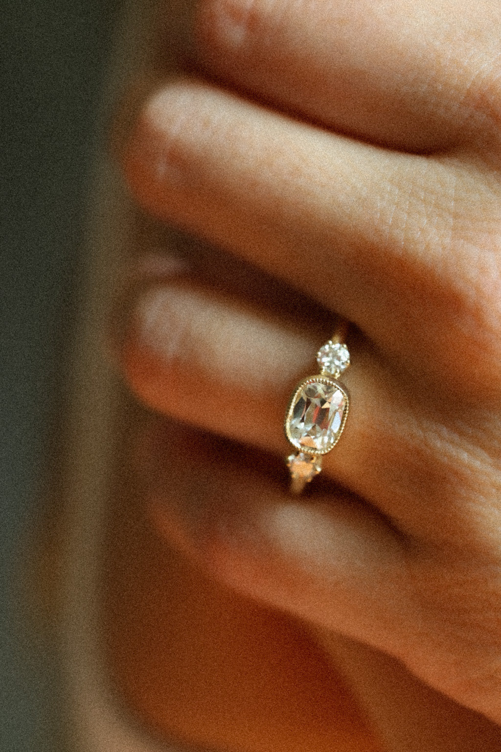 No. 07 East-West Ring in Old Mine Diamond