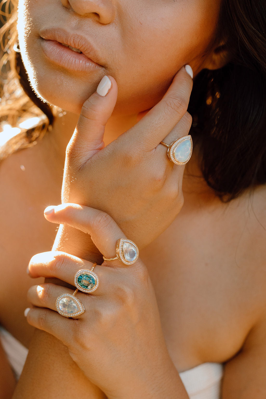 Pear Moonstone Starfall Ring